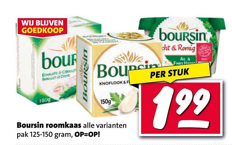 Boursin roomkaas alle varianten pak 125-150 gram, OP=OP!