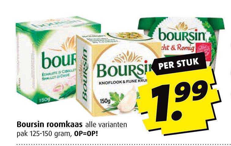 Boursin roomkaas alle varianten pak 125-150 gram, OP=OP!