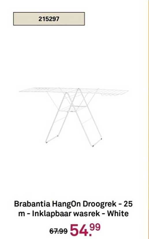 Brabantia HangOn Droogrek - 25 m - Inklapbaar wasrek - White