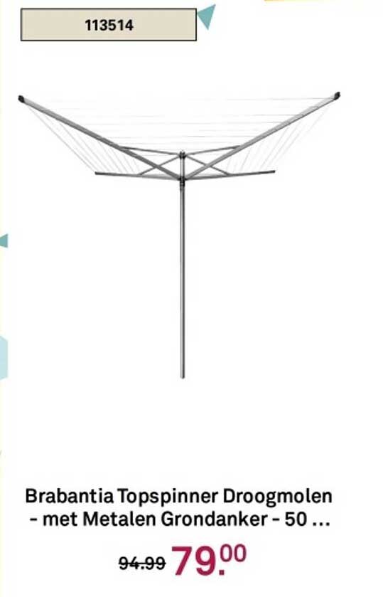 Brabantia Topspinner Droogmolen - met Metalen Grondanker - 50 ...