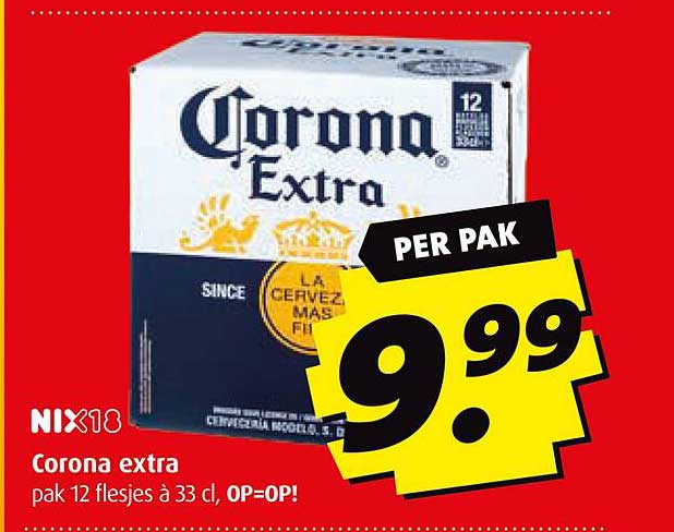 Corona extra pak 12 flesjes à 33 cl, OP=OP!