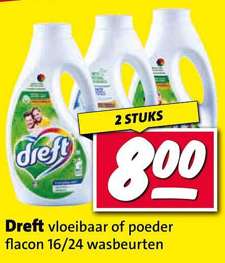 Dreft vloeibaar of poeder flacon 16/24 wasbeurten