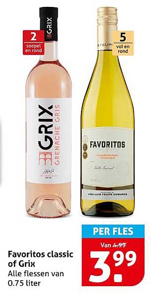 Favoritos classic of Grix Alle flessen van 0.75 liter