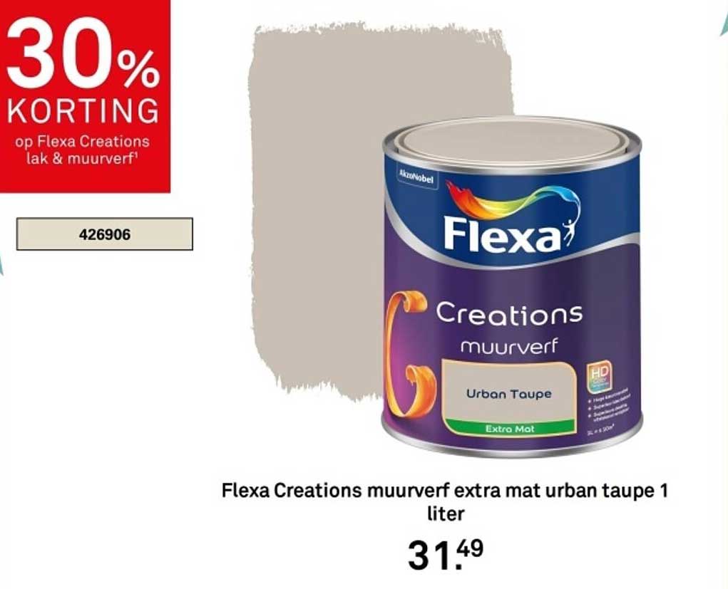 Flexa Creations muurverf extra mat urban taupe 1 liter