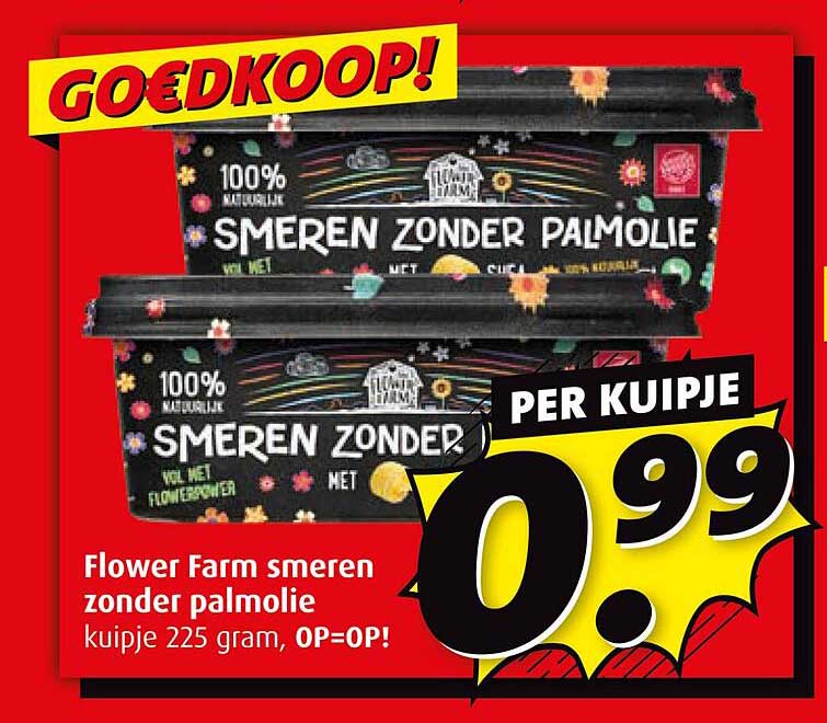 Flower Farm smeeren zonder palmolie kuipje 225 gram, OP=OP!