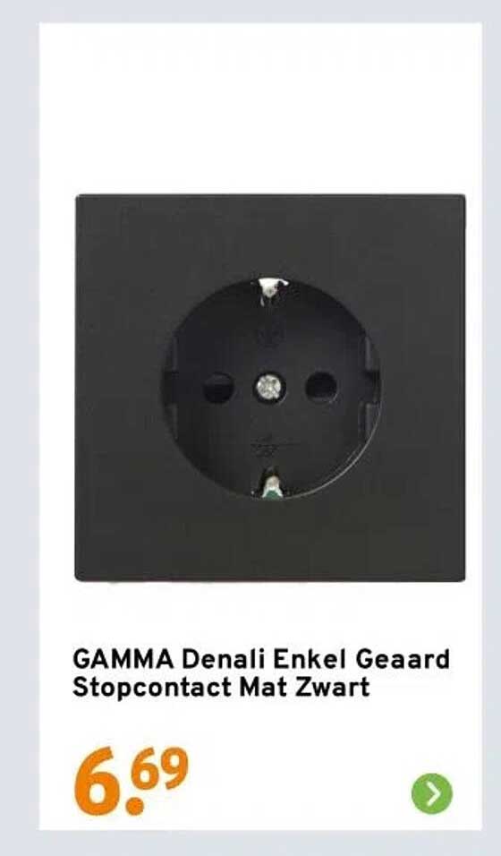 GAMMA Denali Enkel Geaard Stopcontact Mat Zwart