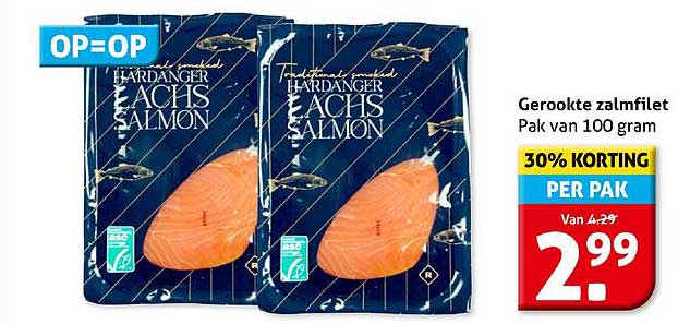 Gerookte zalmfilet Pak van 100 gram