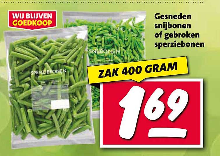 Gesneden snijbonen of gebroken sperziebonen