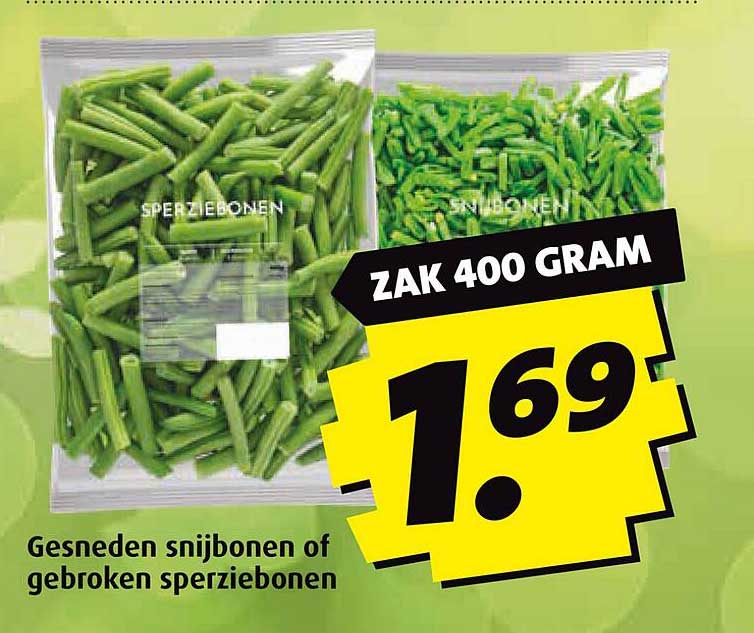 Gesneden snijbonen of gebroken sperziebonen