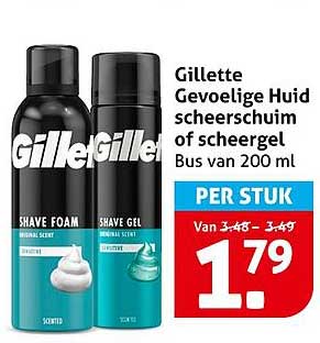 Gillette Gevoelige Huid scheerschuim of scheergel Bus van 200 ml