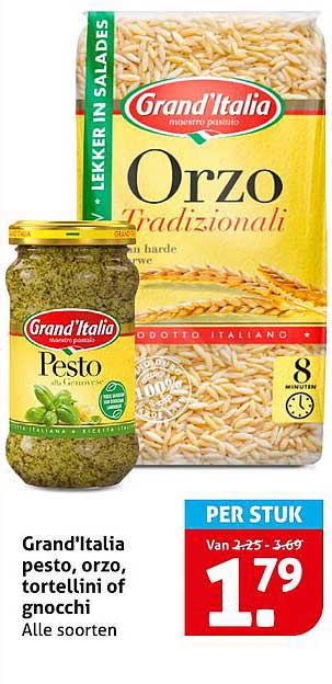 Grand'Italia pesto, orzo, tortellini of gnocchi