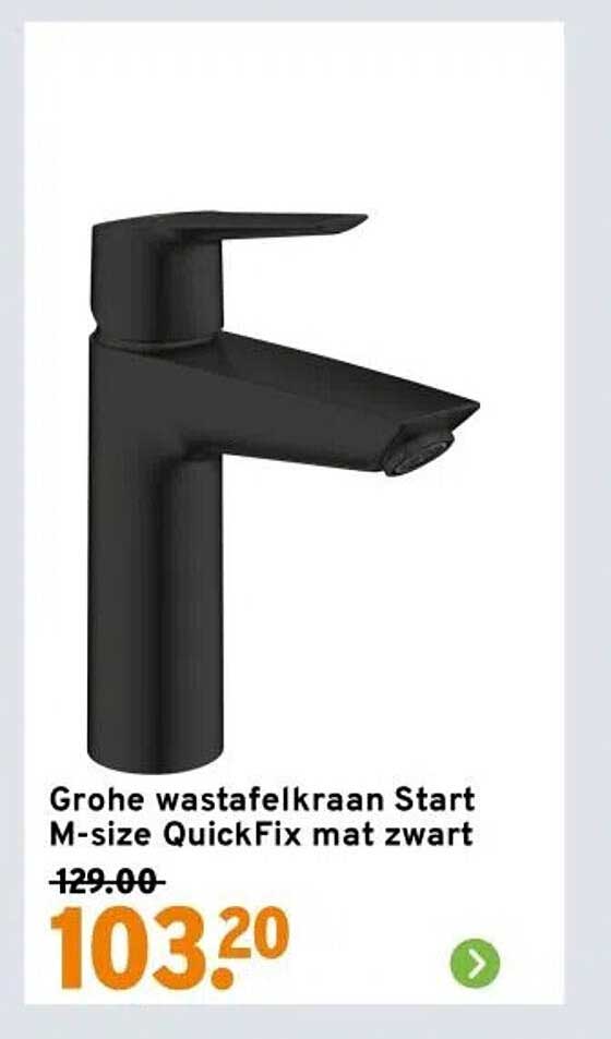 Grohe wastafelkraan Start M-size QuickFix mat zwart