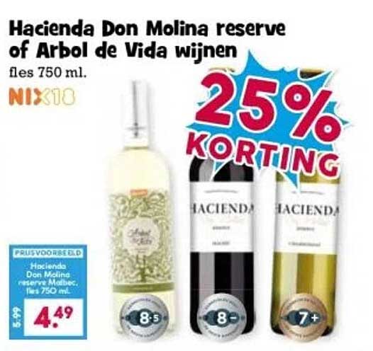 Hacienda Don Molina reserve of Arbol de Vida wijnen fles 750 ml.