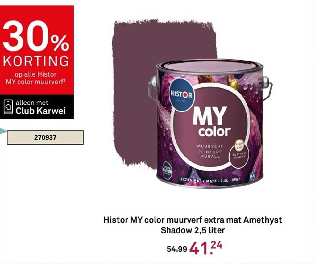 Histor MY color muurverf extra mat Amethyst Shadow 2,5 liter
