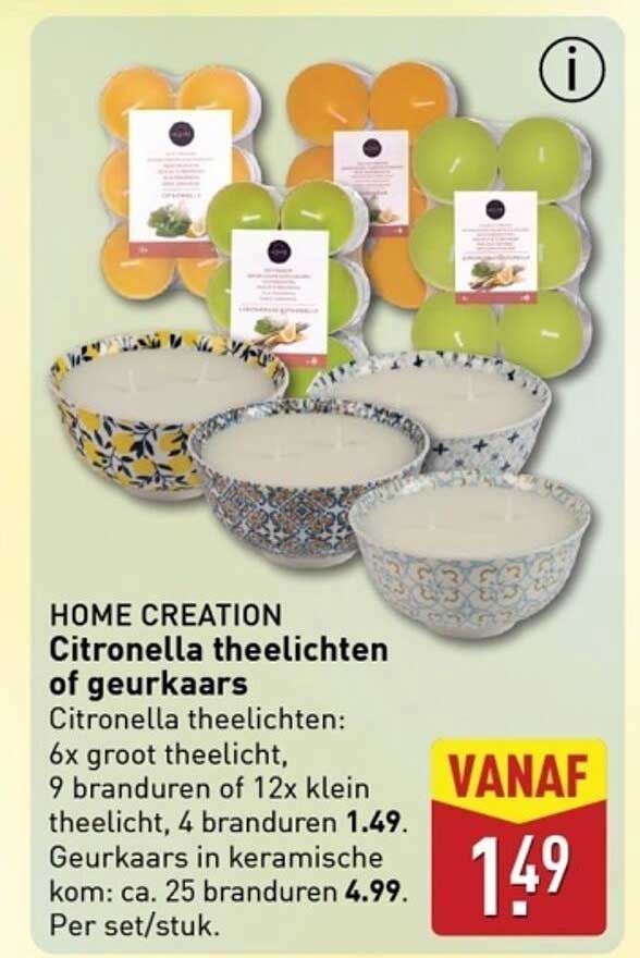 Home Creation Citronella theelichten of geurkaars