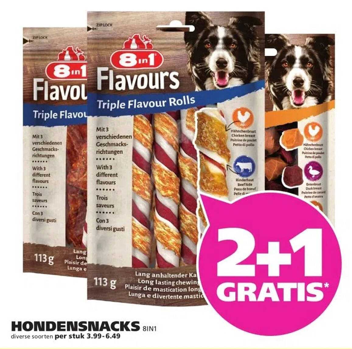 HONDENSNACKS 8IN1 diverse soorten per stuk 3.99-6.49