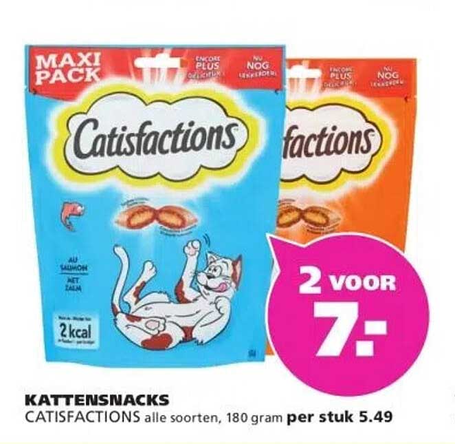 KATTENSNACKS Catisfactions alle soorten, 180 gram per stuk 5.49