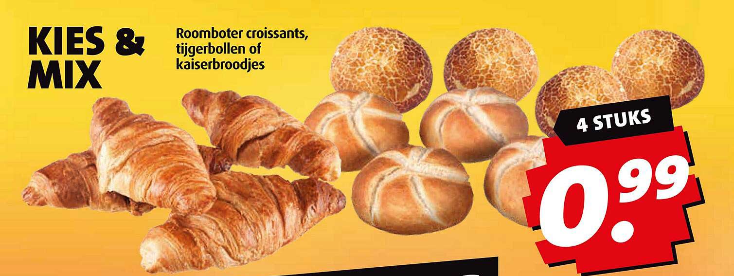 KIES & MIX Roomboter croissants, tijgerbollen of kaiserbroodjes