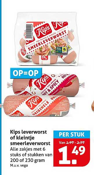 Kips leverworst of kleintje smeerleverworst
