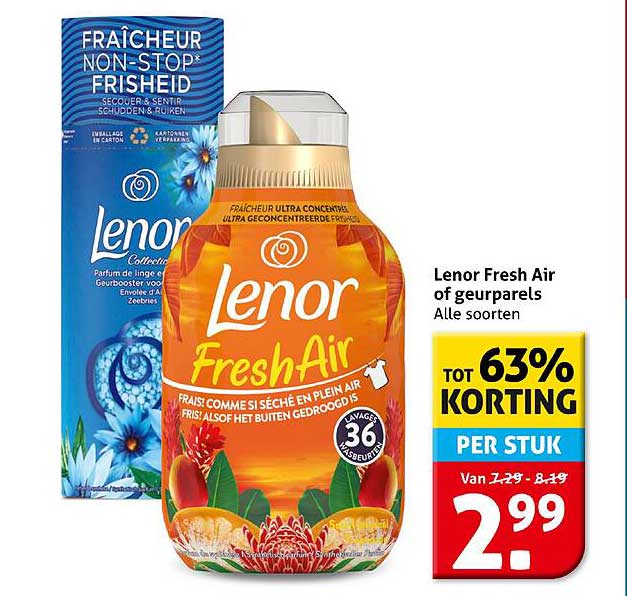 Lenor Fresh Air of geurparels Alle soorten