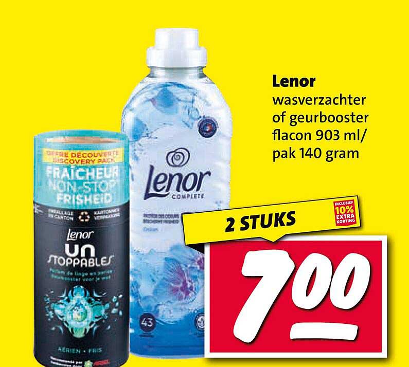 Lenor wasverzachter of geurbooster flacon 903 ml/pak 140 gram