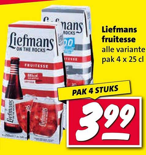 Liefmans fruitesse alle varianten pak 4 x 25 cl