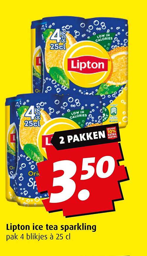 Lipton ice tea sparkling pak 4 blikjes à 25 cl