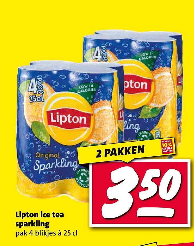 Lipton ice tea sparkling pak 4 blikjes à 25 cl