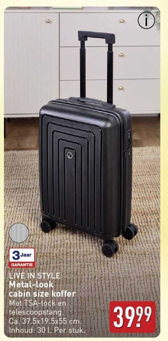 LIVE IN STYLE Metal-look cabin size koffer