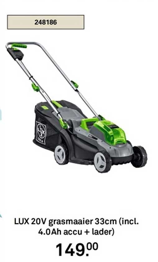 LUX 20V grasmaaier 33cm (incl. 4.0Ah accu + lader)