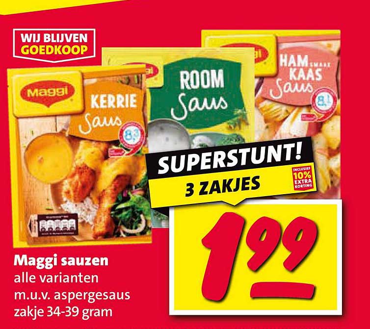 Maggi sauzen - 3 zakjes voor €1,99