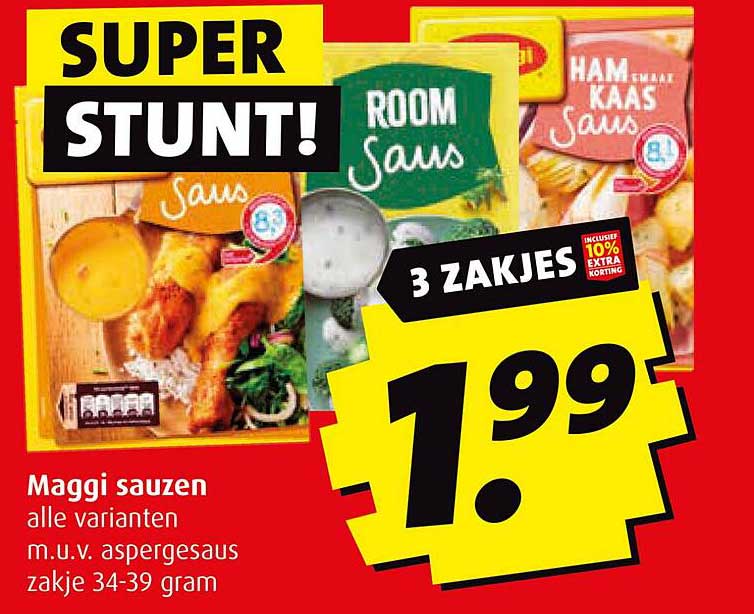 Maggi sauzen alle varianten m.u.v. aspergesaus zakje 34-39 gram