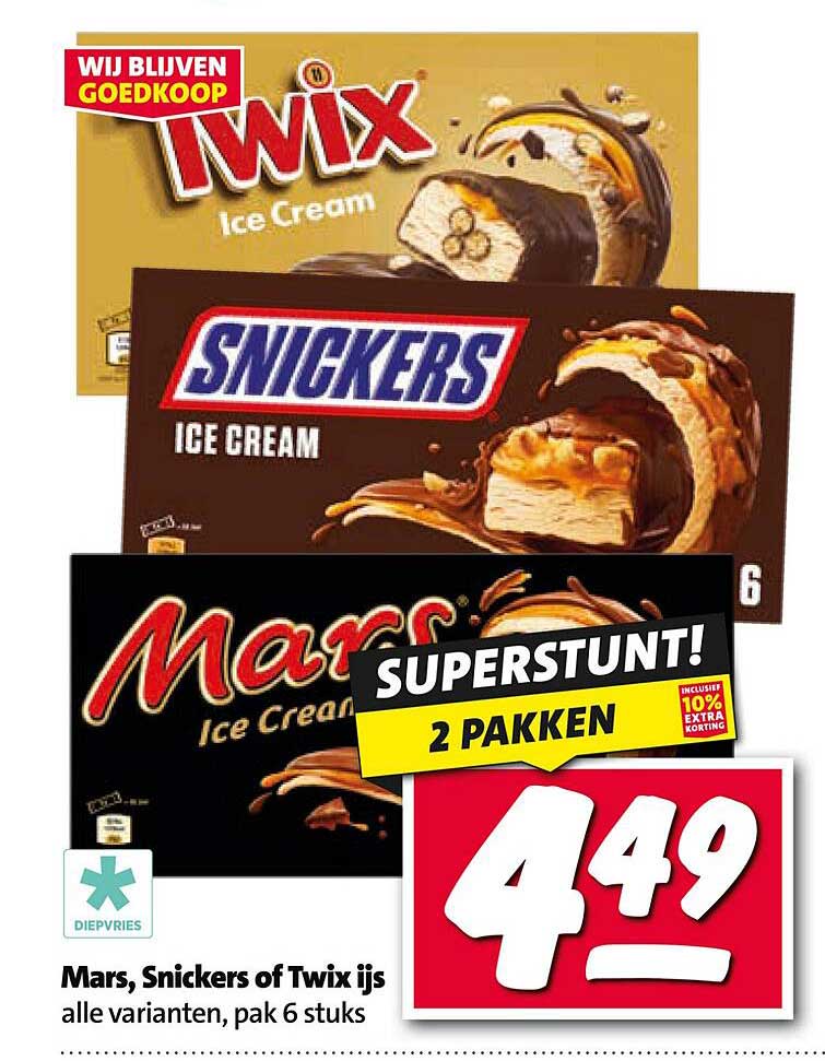 Mars, Snickers of Twix ijs