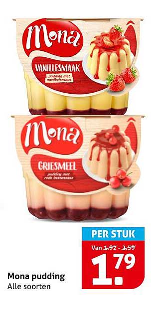 Mona pudding Alle soorten