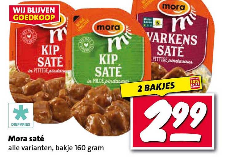 Mora saté, alle varianten, bakje 160 gram