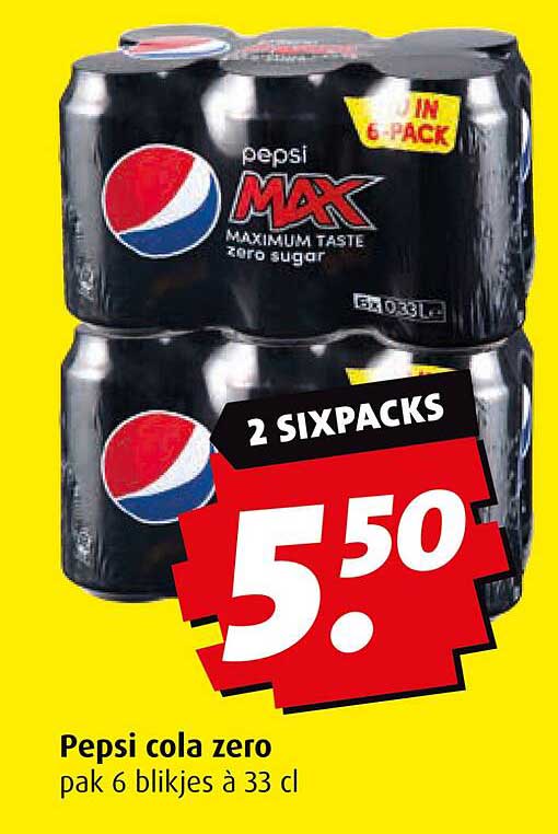 Pepsi cola zero pak 6 blikjes à 33 cl
