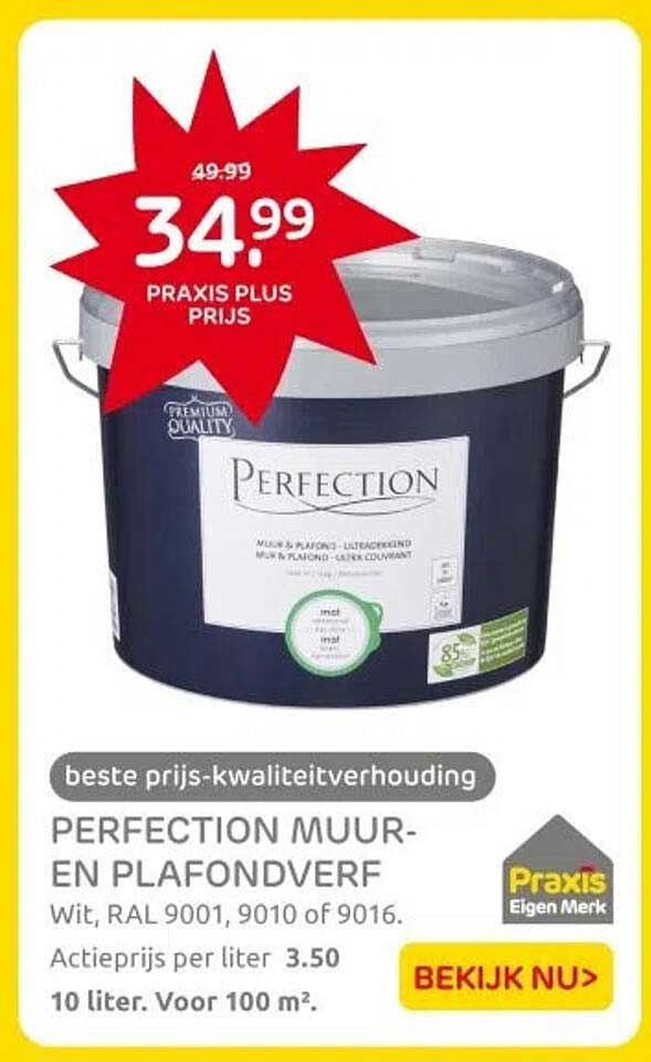 PERFECTION MUUR- EN PLAFONDVERF Wit, RAL 9001, 9010 of 9016.