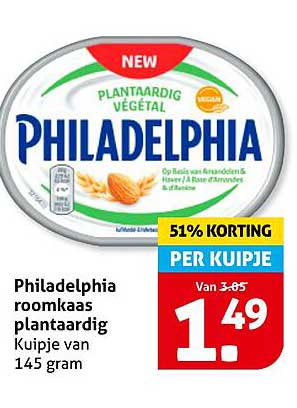 Philadelhia roomkaas plantaardig 145 gram