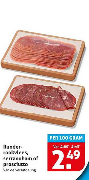 Runder-rookvlees, serranoham of prosciutto
