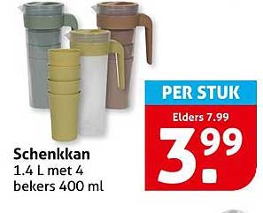 Schenkkann 1.4 L met 4 bekers 400 ml