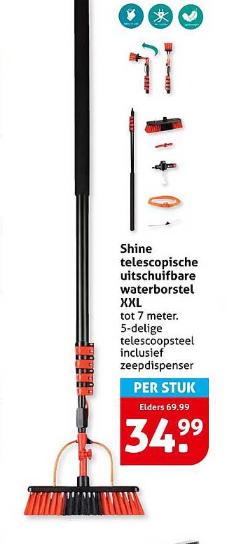Shine telescopische uitschuifbare waterborstel XXL