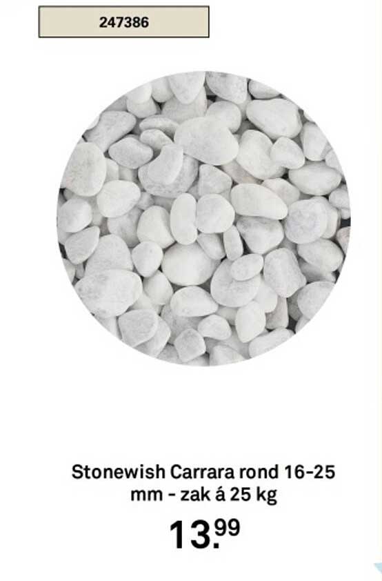 Stonewish Carrara rond 16-25 mm - zak á 25 kg