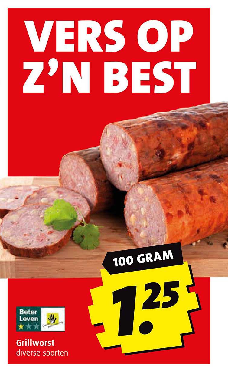 VERS OP Z'N BEST Grillworst diverse soorten