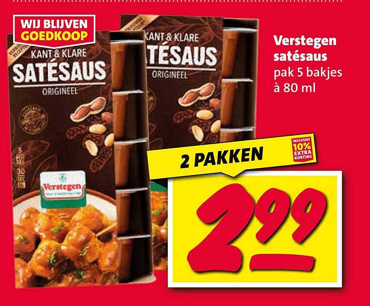 Verstegen satésaus pak 5 bakjes à 80 ml