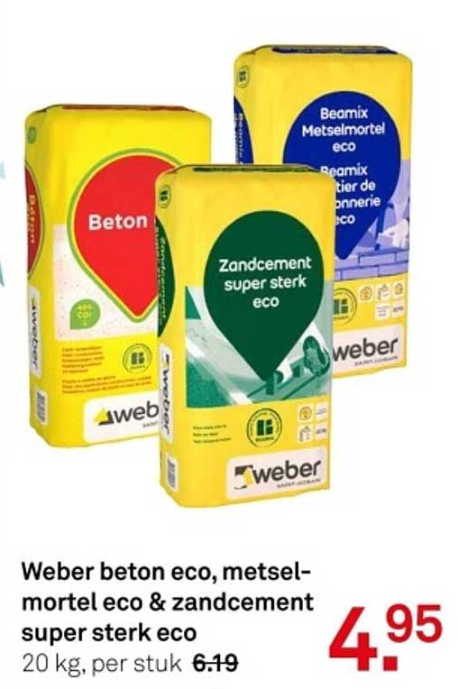 Weber beton eco, metselspecie eco & zandspecie super sterk eco