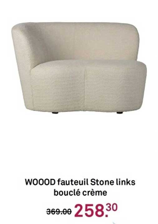 WOOOD fauteuil Stone links boucle crème
