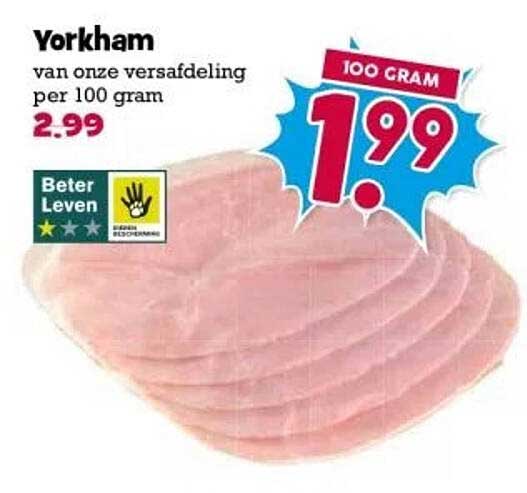 Yorkham van onze versafdeling per 100 gram