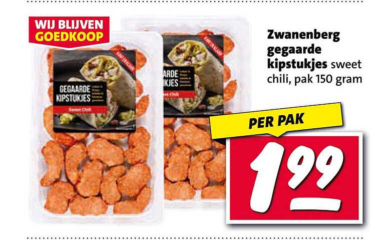 Zwanenberg gegrilde kipstukjes sweet chili, pak 150 gram