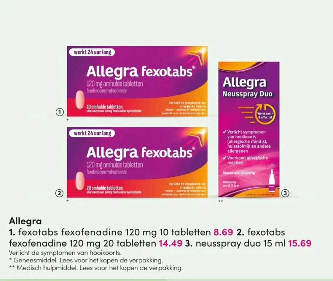 Allegra fexotabs fexofenadine 120 mg 10 tabletten