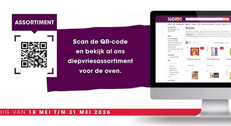 ASSORTIMENT Scan de QR-code en bekijk al ons diepvriesassortiment voor de oven.